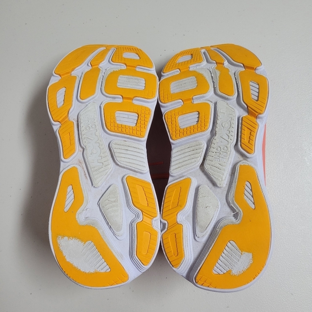 Hoka One One Women's Coral and Yellow Running Shoes - Picture 9 of 16